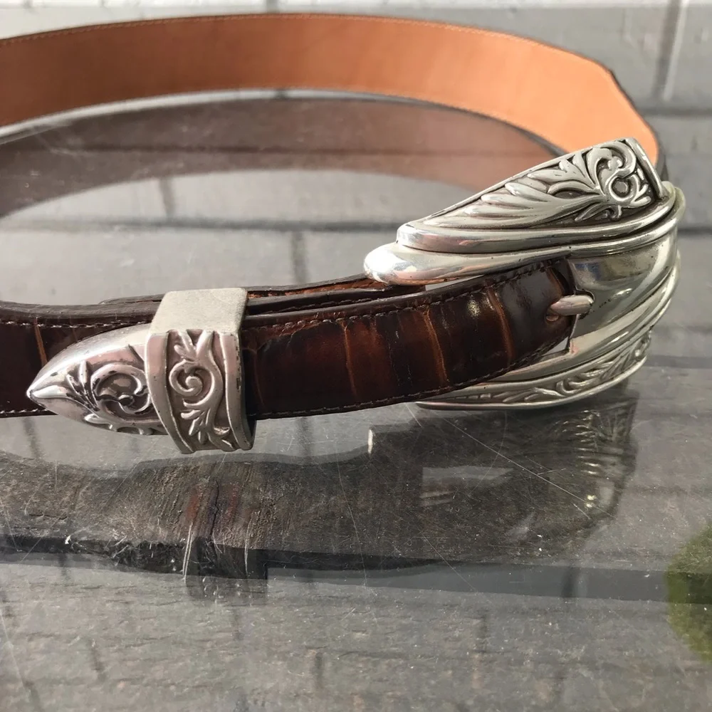 Onyx Men’s Brown Crocodile Western Belt Size 28